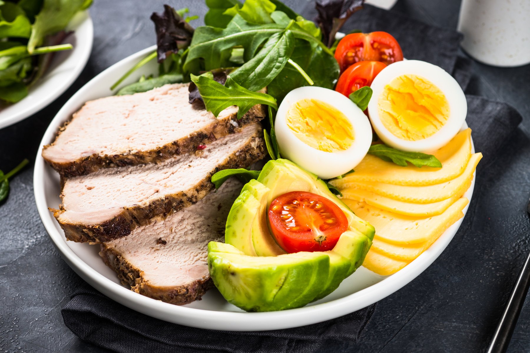 Keto Diet Plate on Black Stone Table